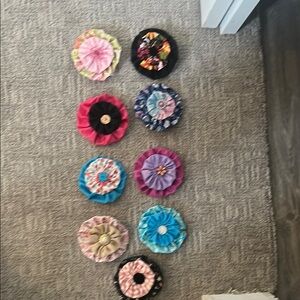 Colorful Fabric Flower Brooches